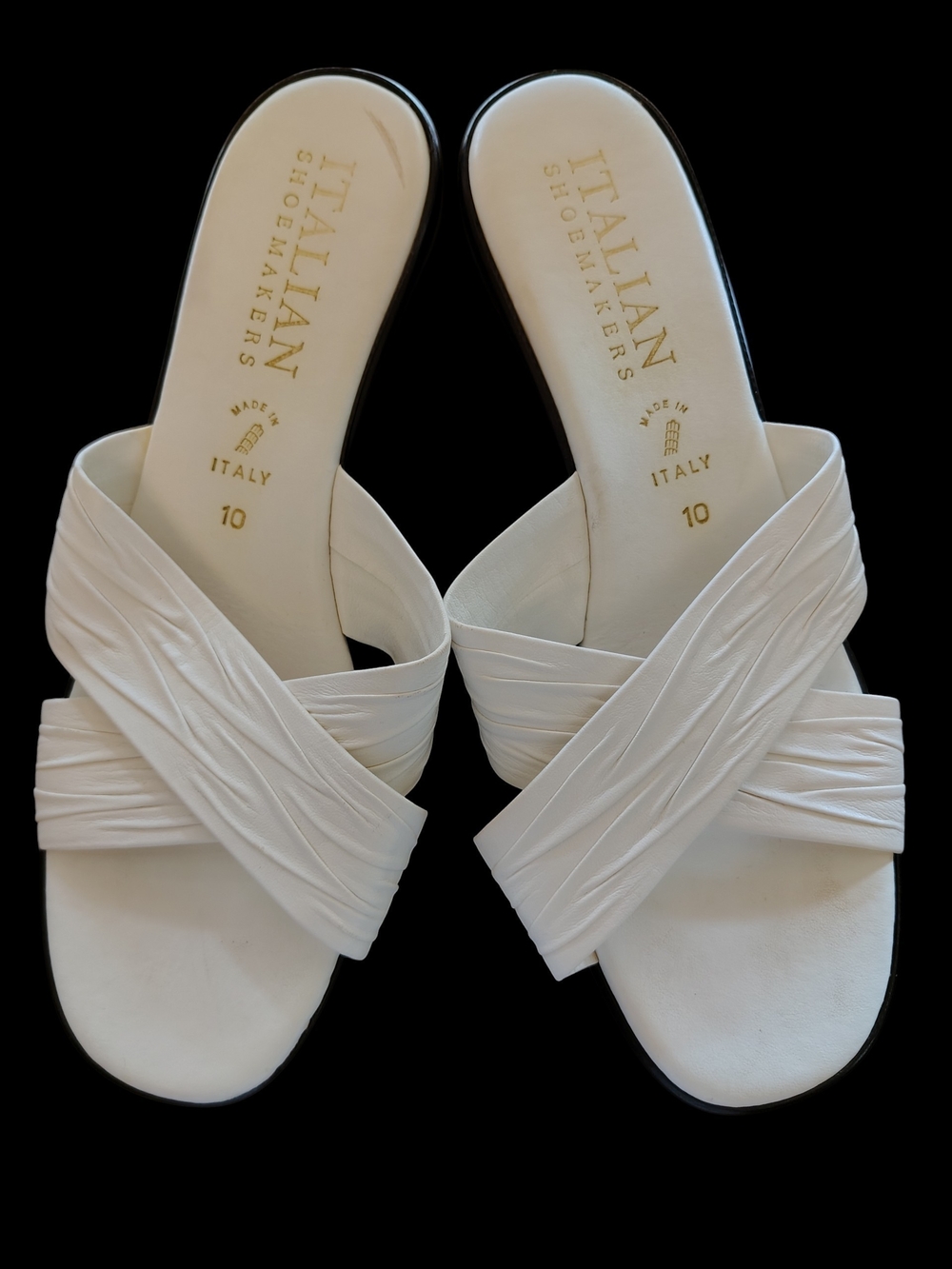 Italian Shoemakers White Crisscross Slip-On Mules